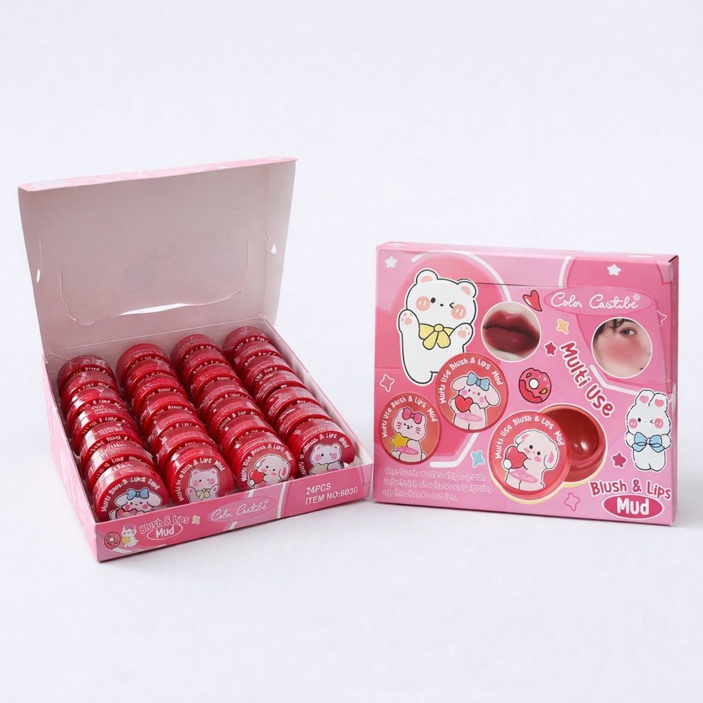 Color Castle Multi-Use Blush & Lips Mud Set 24pcs Kawaii Makeup Collection – New